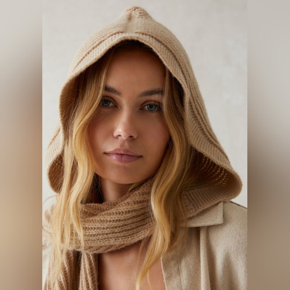 Hooded Knit Scarf Tan/Beige PacSun
